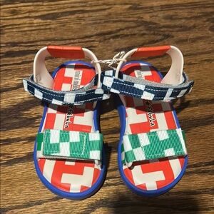 Mini Melissa Blue and Green Geometric Sandals